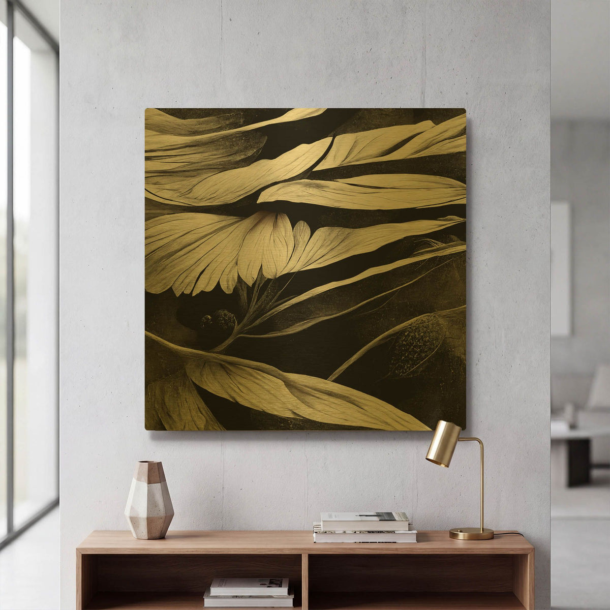 'Flowers Black White 12' By Ray Heere Gold Metal Wall Art