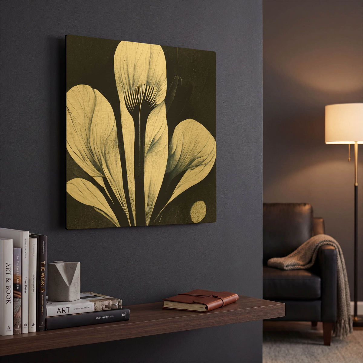 'Flowers Black White 13' By Ray Heere Gold Metal Wall Art
