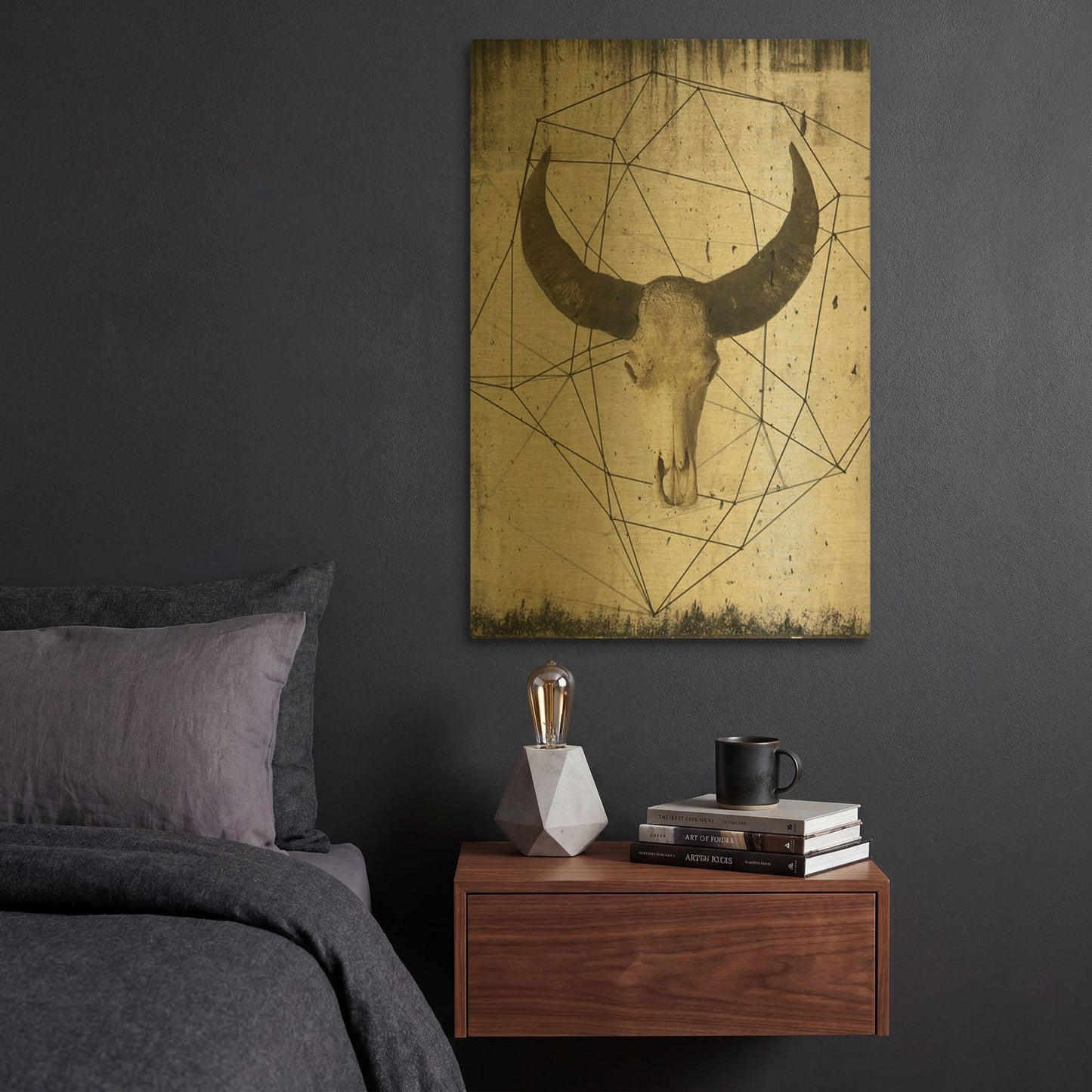 'Buffalo Skull' By Irena Orlov Gold Metal Wall Art