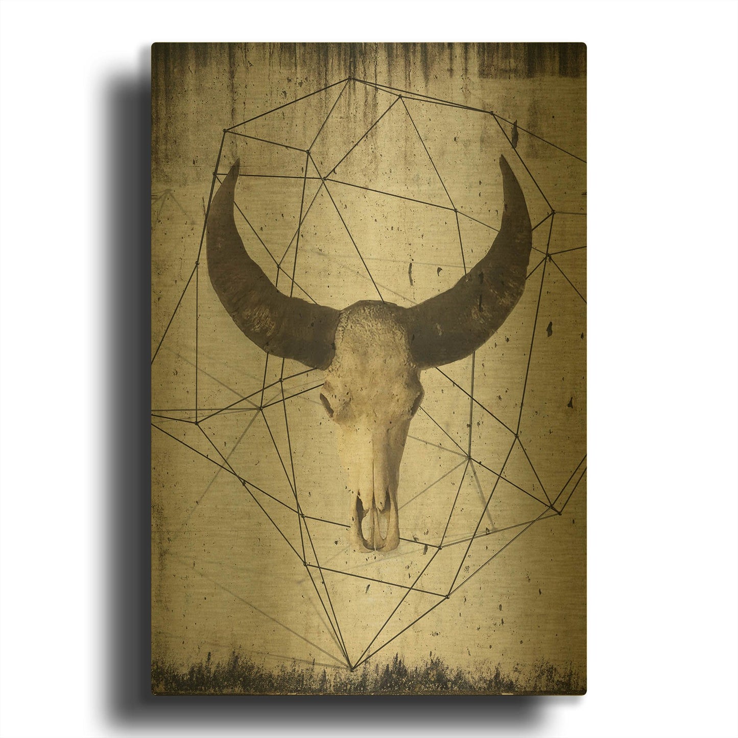 'Buffalo Skull' By Irena Orlov Gold Metal Wall Art