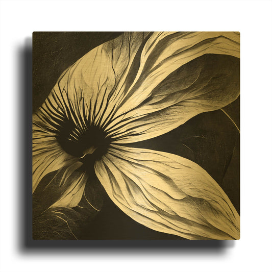 'Flowers Black White 22' By Ray Heere Gold Metal Wall Art