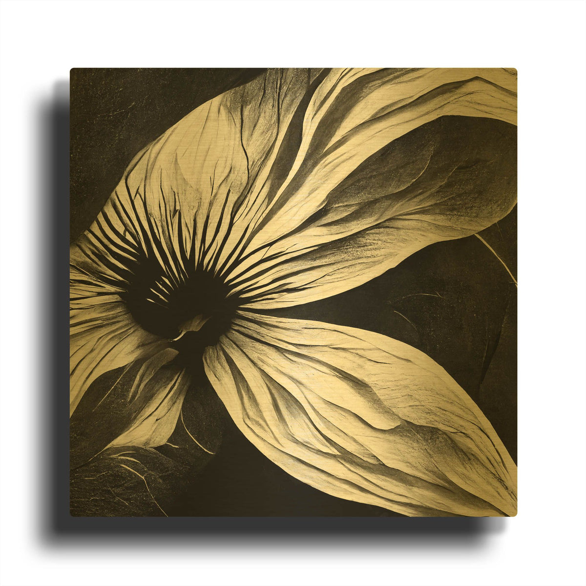 'Flowers Black White 22' By Ray Heere Gold Metal Wall Art