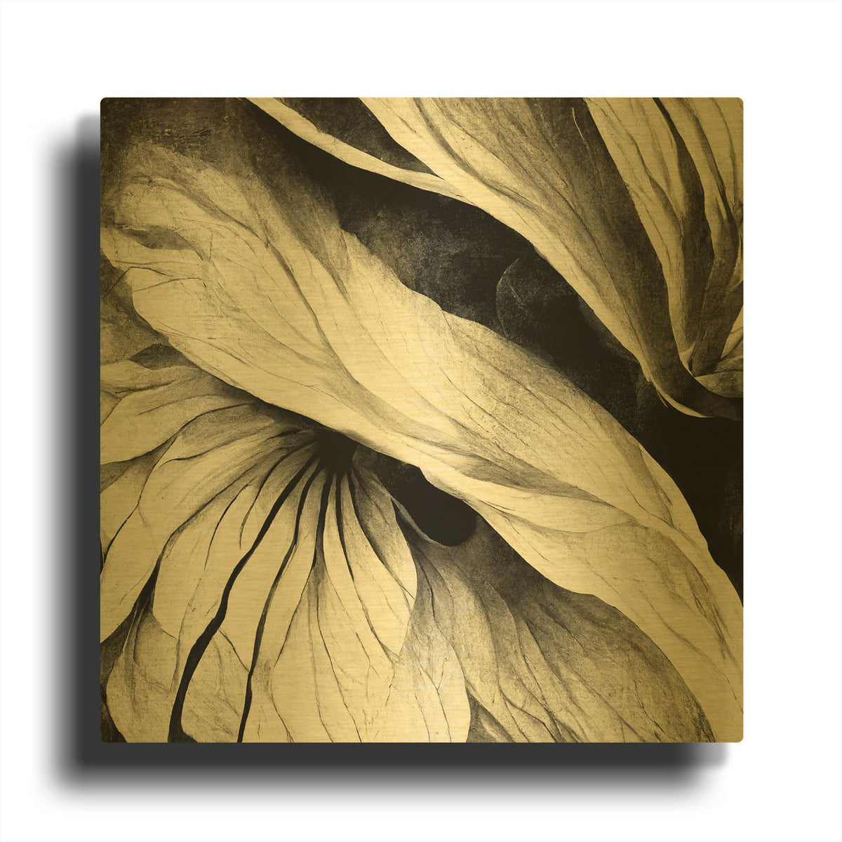 'Flowers Black White 24' By Ray Heere Gold Metal Wall Art