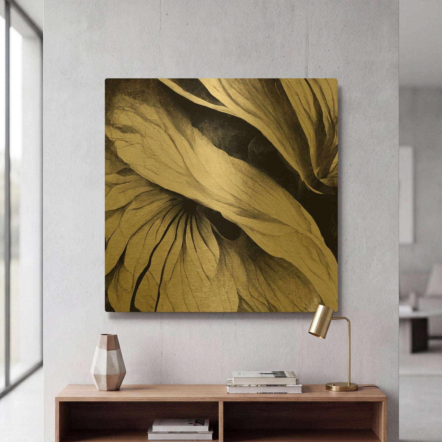 'Flowers Black White 24' By Ray Heere Gold Metal Wall Art