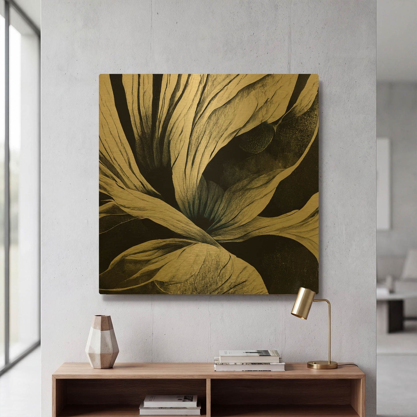 'Flowers Black White 25' By Ray Heere Gold Metal Wall Art