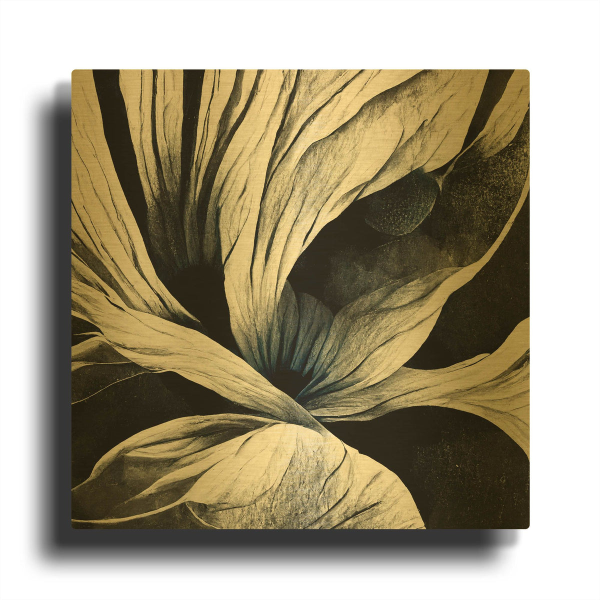 'Flowers Black White 25' By Ray Heere Gold Metal Wall Art