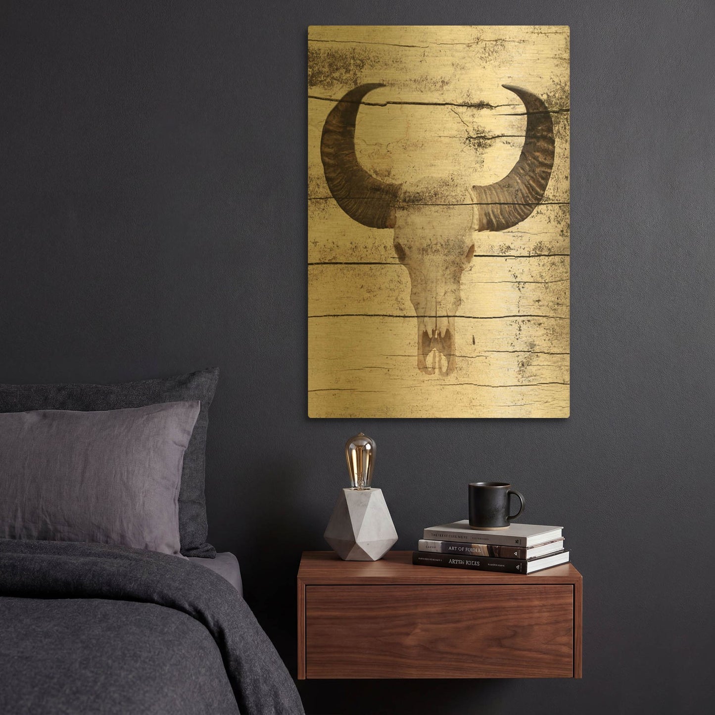 'Bullock Skull' By Irena Orlov Gold Metal Wall Art