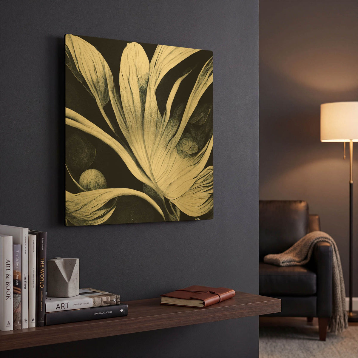 'Flowers Black White 29' By Ray Heere Gold Metal Wall Art