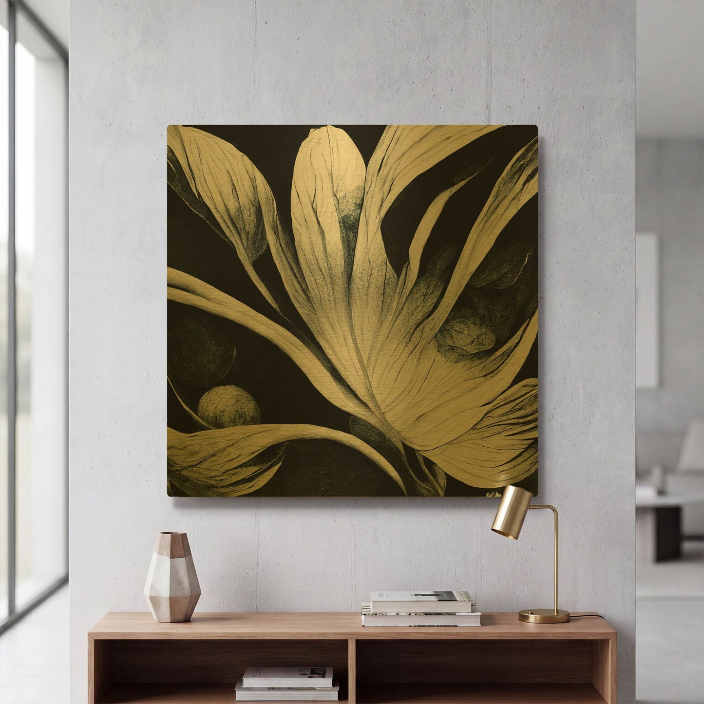 'Flowers Black White 29' By Ray Heere Gold Metal Wall Art