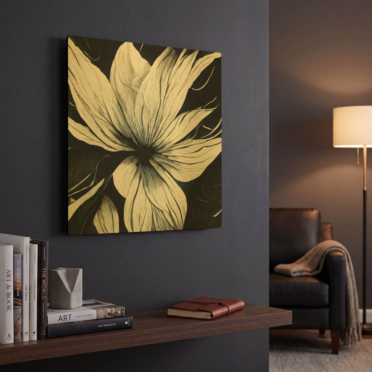 'Flowers Black White 32' By Ray Heere Gold Metal Wall Art
