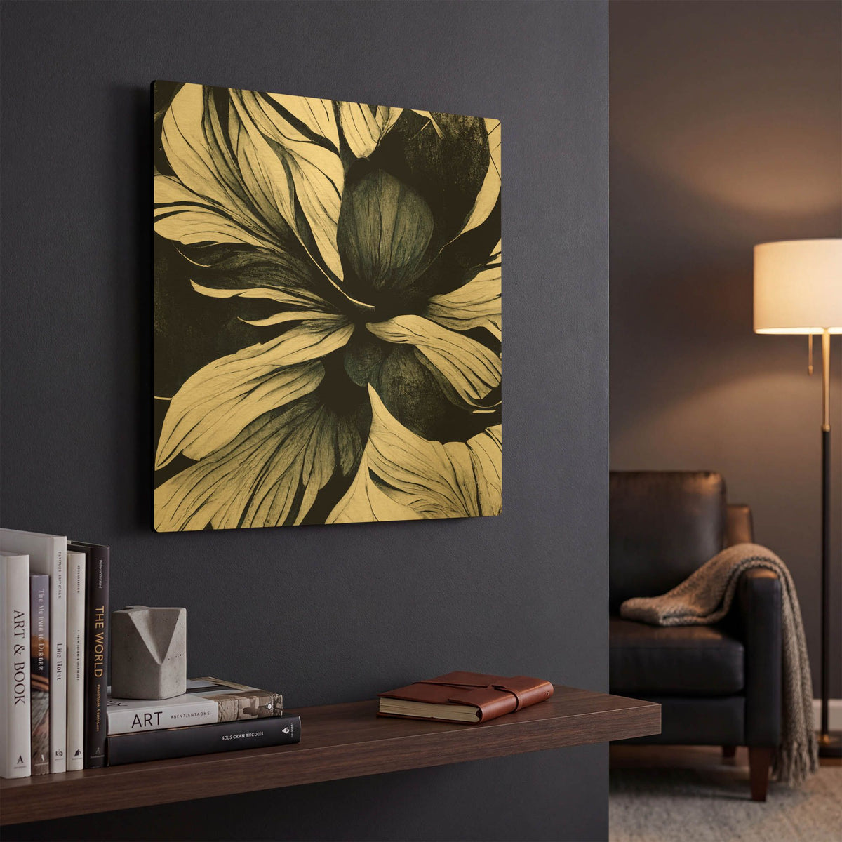 'Flowers Black White 34' By Ray Heere Gold Metal Wall Art