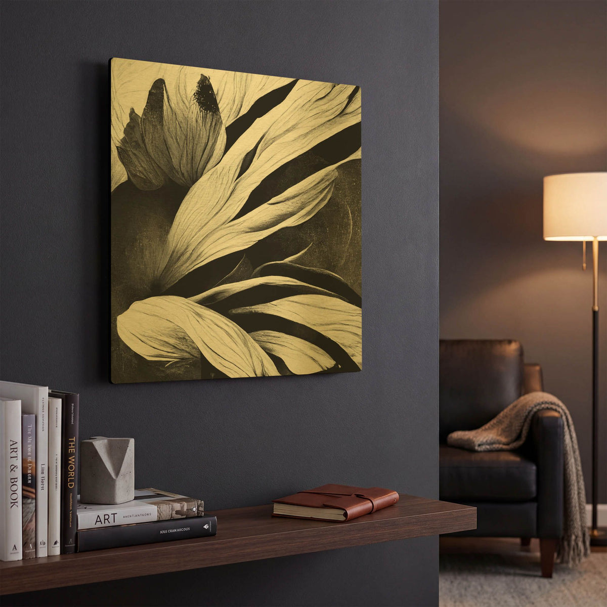 'Flowers Black White 35' By Ray Heere Gold Metal Wall Art