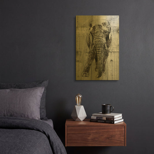 'ELEPHANT Portrait' By Irena Orlov Gold Metal Wall Art