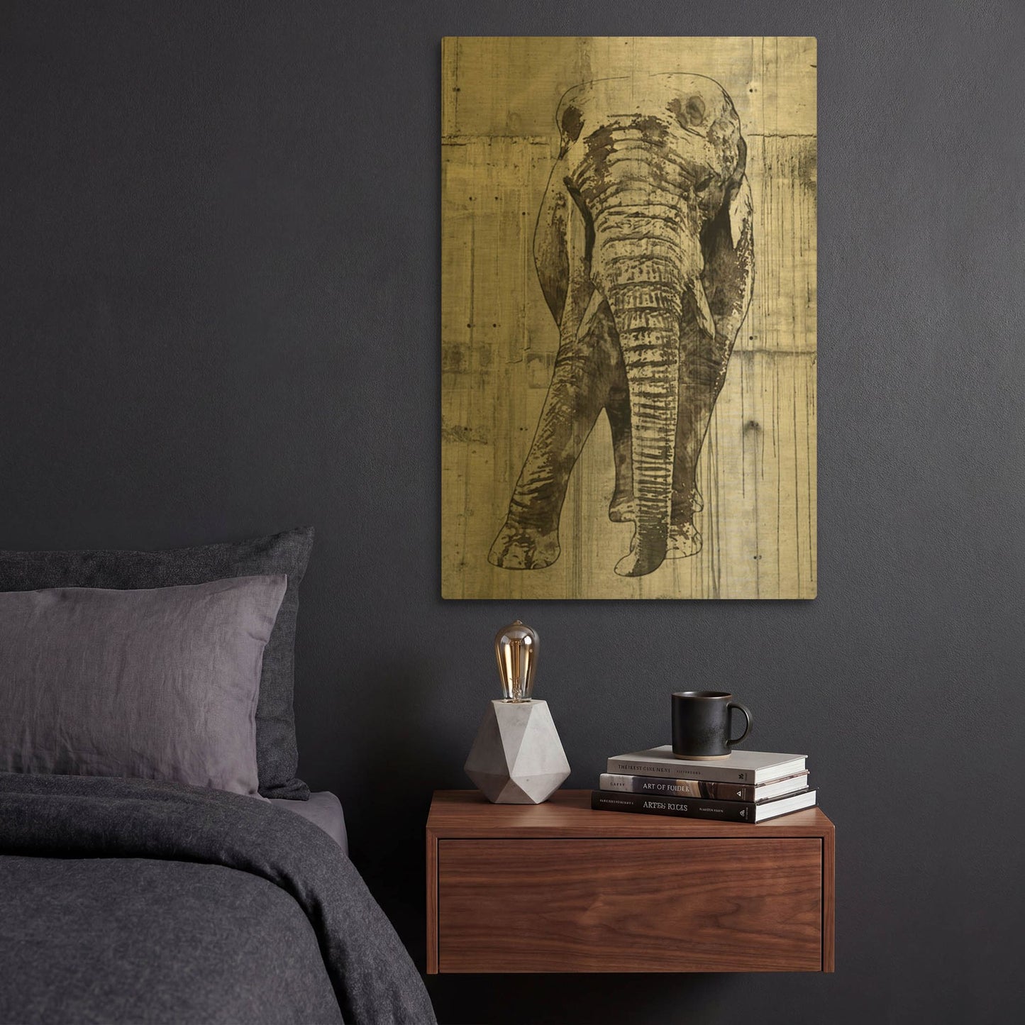 'ELEPHANT Portrait' By Irena Orlov Gold Metal Wall Art