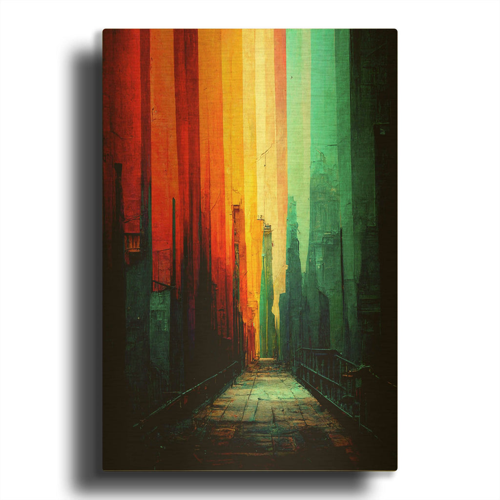 'Abstract City 1' By Romantz Art Gold Metal Wall Art