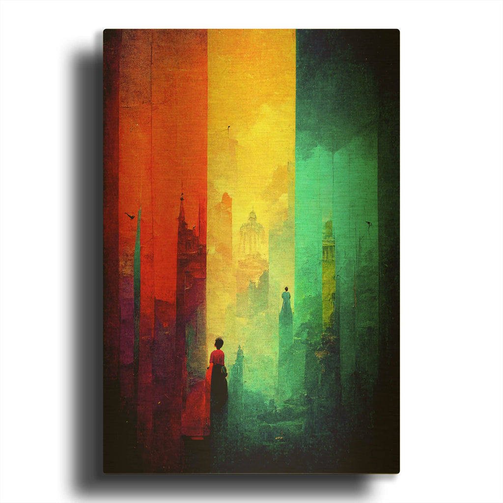 'Abstract City 2' By Romantz Art Gold Metal Wall Art
