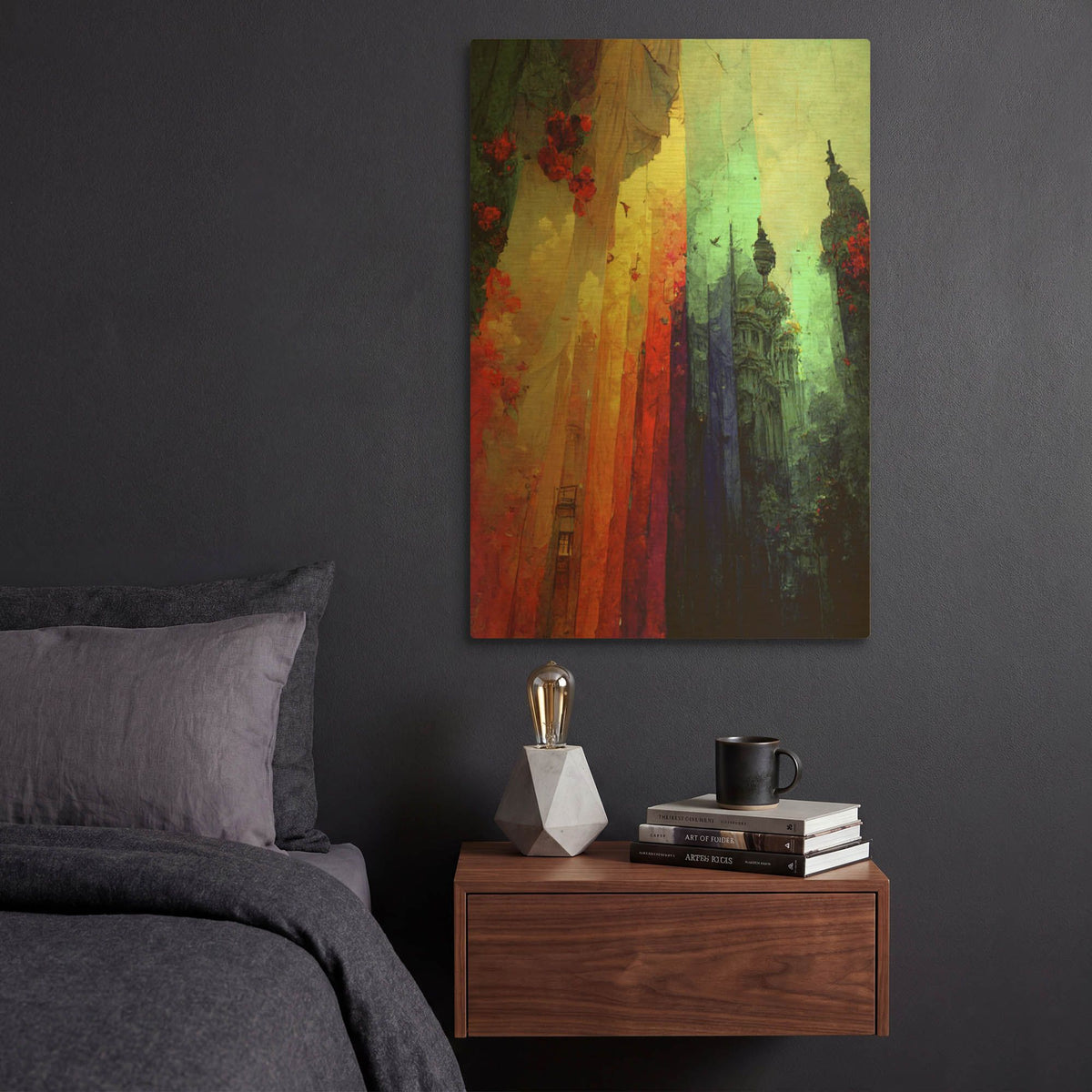 'Fantasy Draped City' By Romantz Art Gold Metal Wall Art