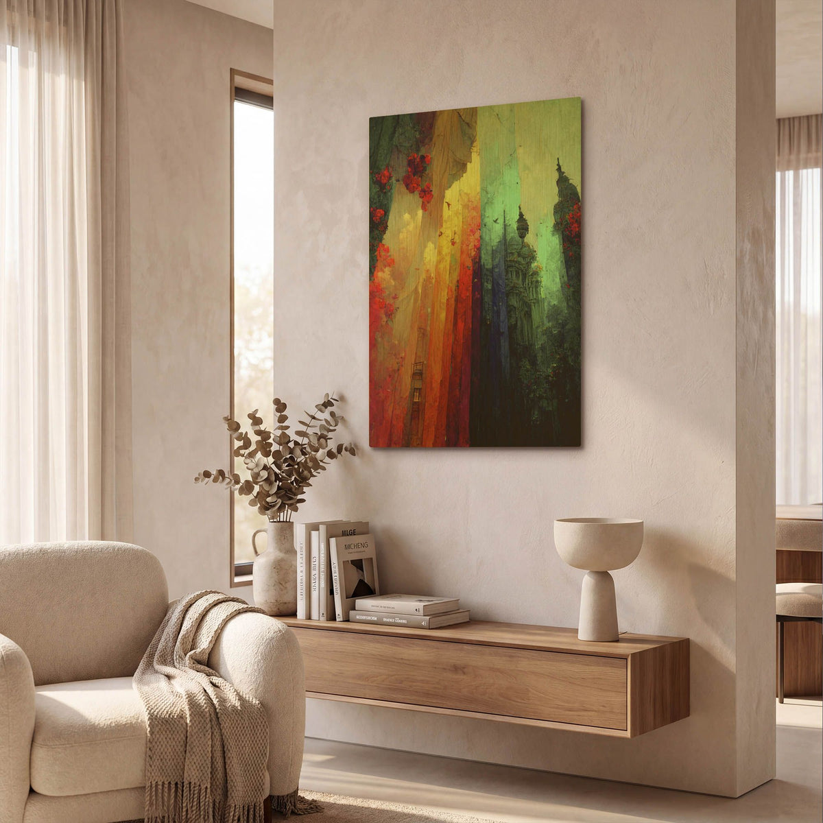 'Fantasy Draped City' By Romantz Art Gold Metal Wall Art