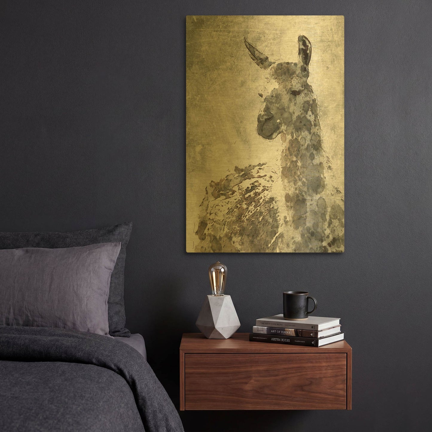 'Llama' By Irena Orlov Gold Metal Wall Art