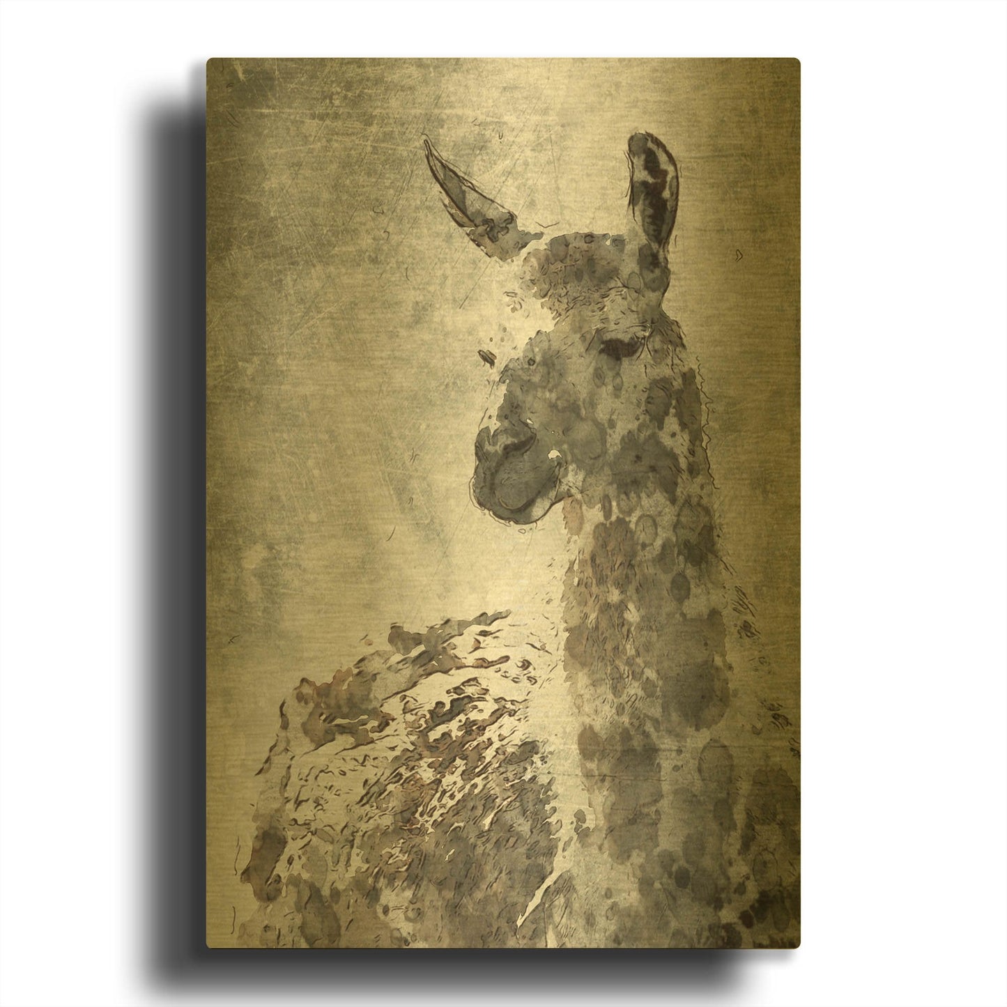 'Llama' By Irena Orlov Gold Metal Wall Art