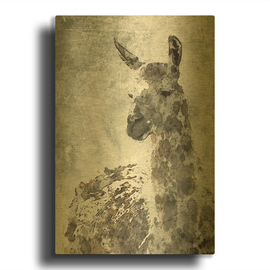 'Llama' By Irena Orlov Gold Metal Wall Art