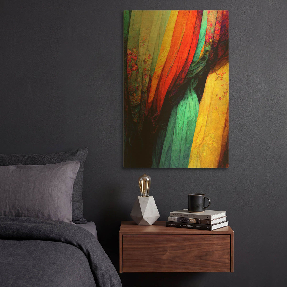 'Silk Drapes' By Romantz Art Gold Metal Wall Art