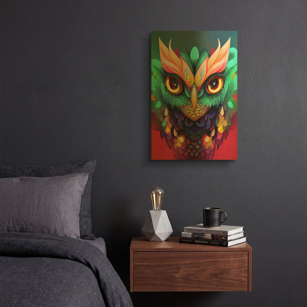 'Fantasy Owls 1' By Romantz Art Gold Metal Wall Art