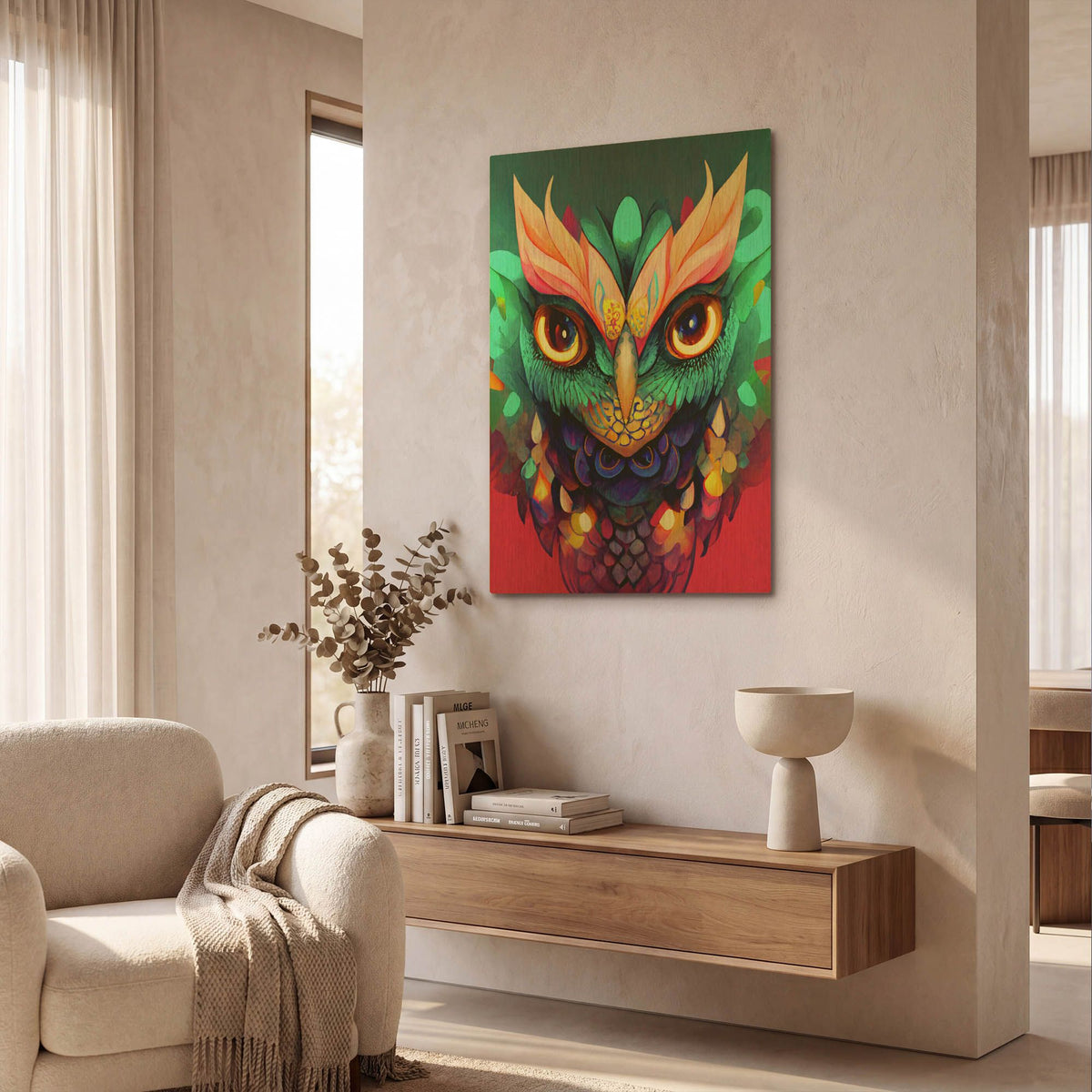 'Fantasy Owls 1' By Romantz Art Gold Metal Wall Art