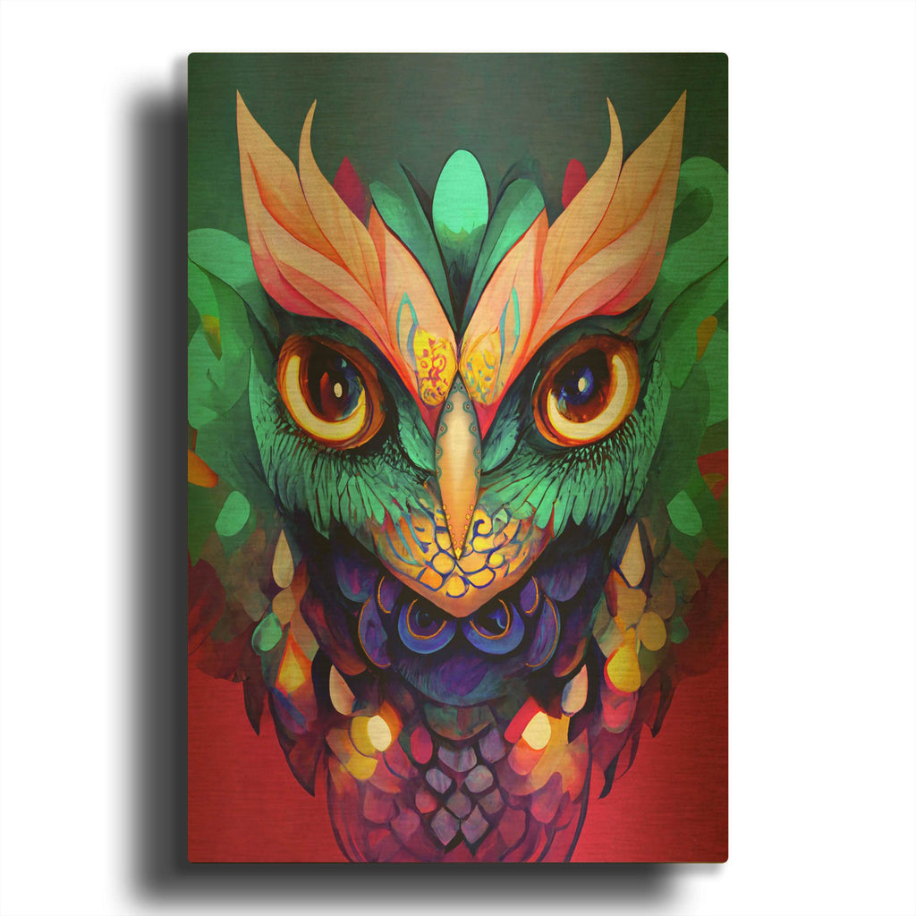 'Fantasy Owls 1' By Romantz Art Gold Metal Wall Art