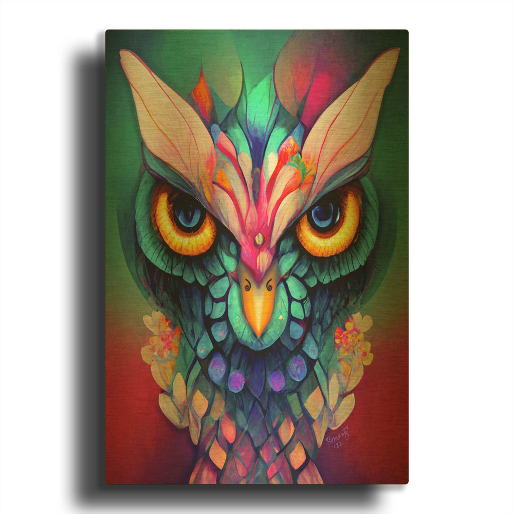 'Fantasy Owls 2' By Romantz Art Gold Metal Wall Art