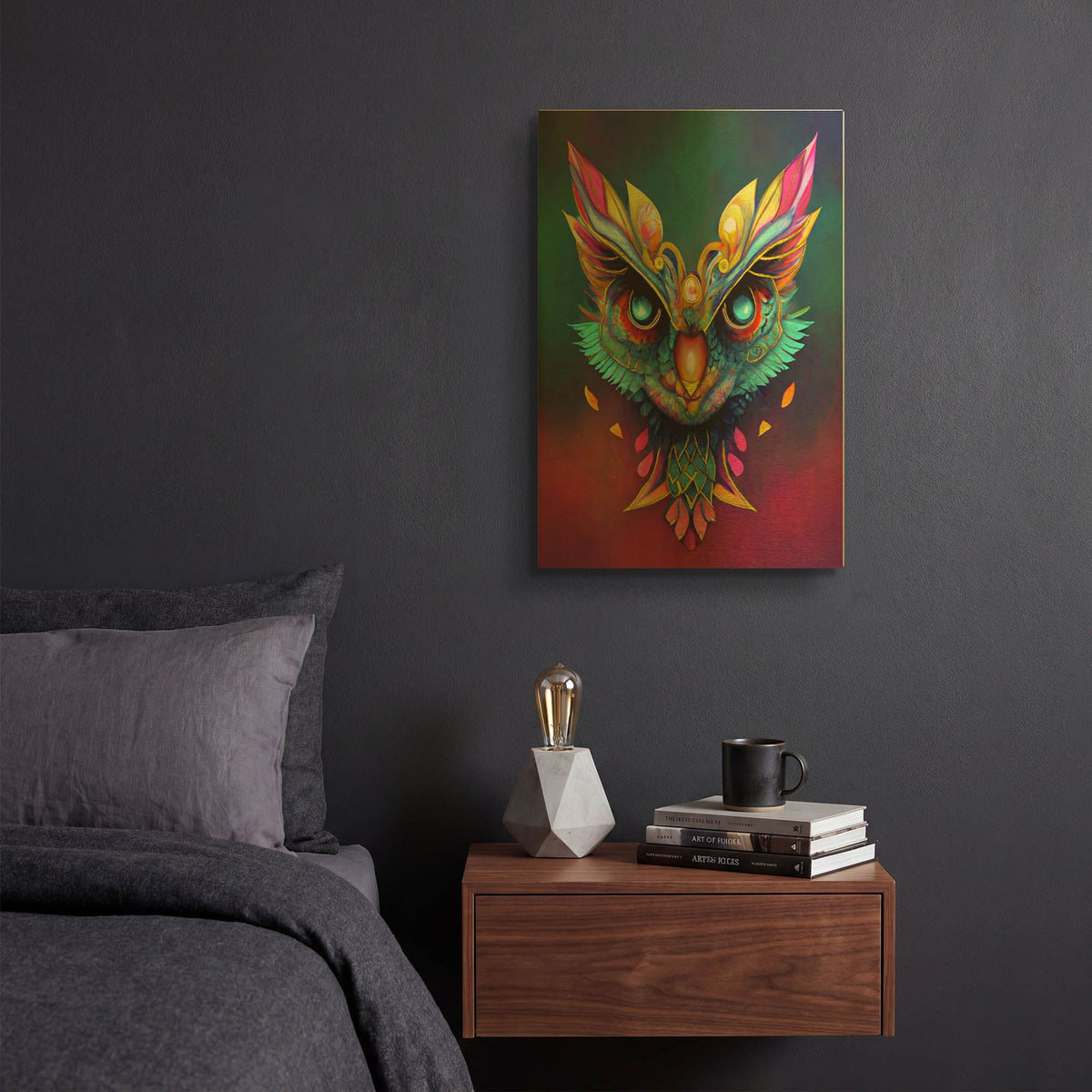 'Fantasy Owls 3' By Romantz Art Gold Metal Wall Art