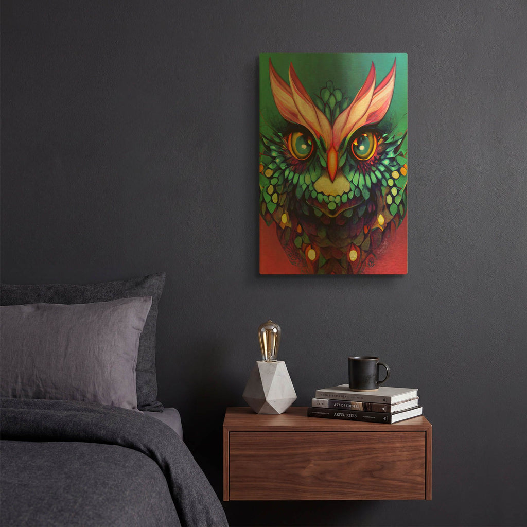 'Fantasy Owls 4' By Romantz Art Gold Metal Wall Art