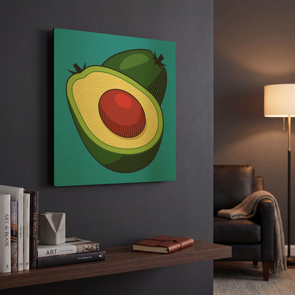 'Avocado On Blue' By Ron Magnes Gold Metal Wall Art
