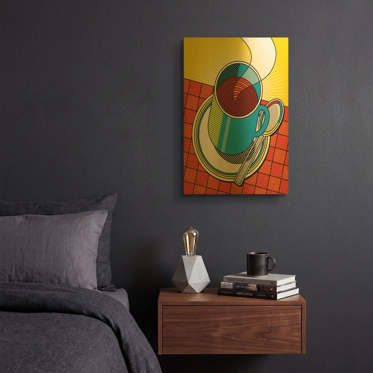 'Diner Coffee' By Ron Magnes Gold Metal Wall Art