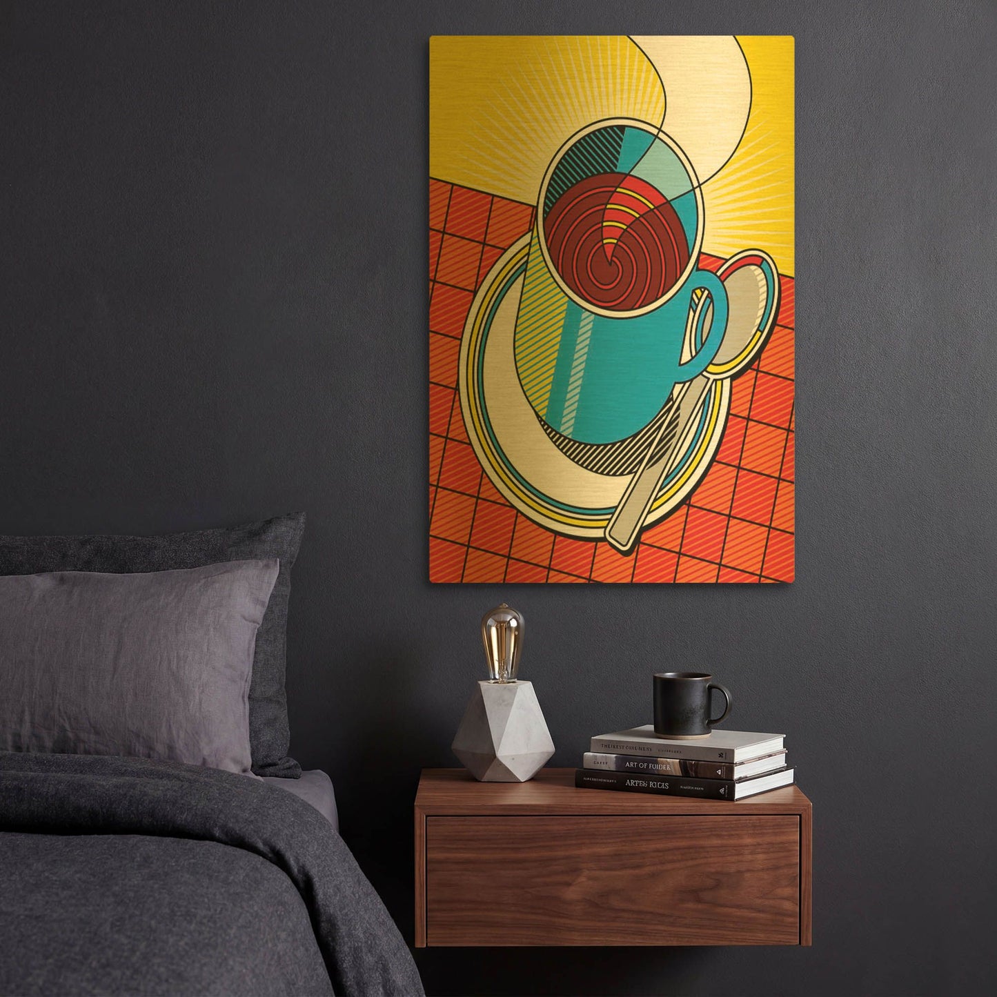 'Diner Coffee' By Ron Magnes Gold Metal Wall Art