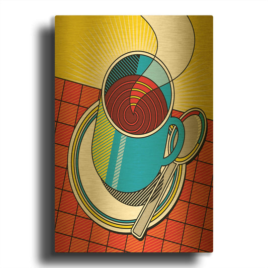 'Diner Coffee' By Ron Magnes Gold Metal Wall Art