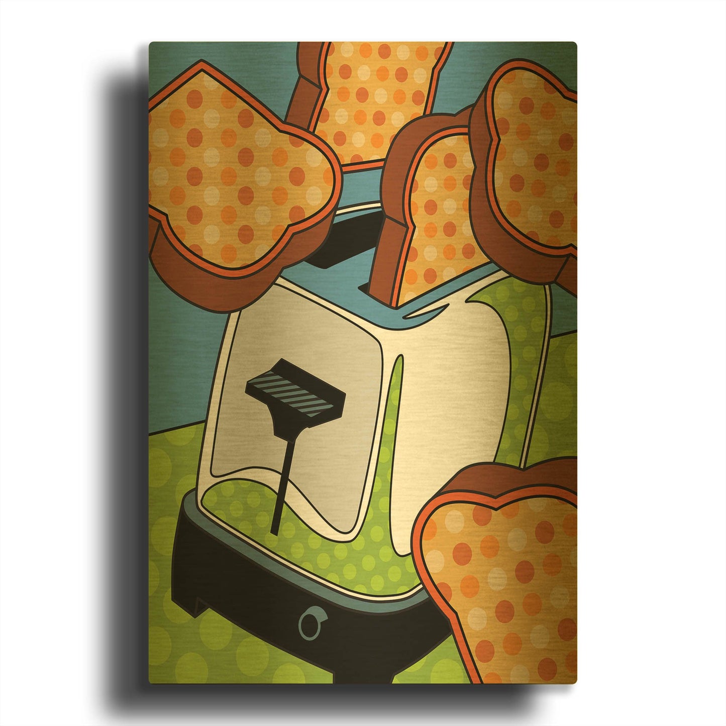 'Flying Toast' By Ron Magnes Gold Metal Wall Art