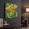 'Nachos With Jalapen~os On Blue' By Ron Magnes Gold Metal Wall Art