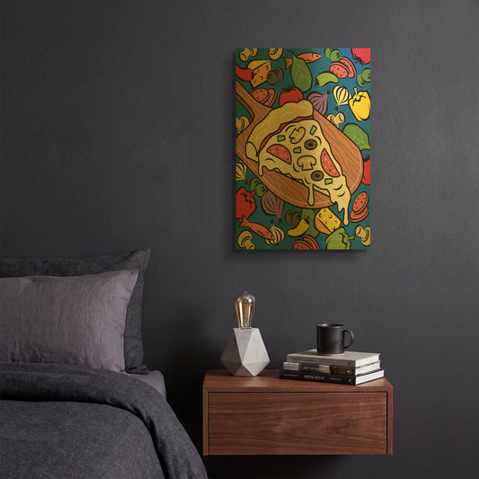 'Pizza Slice With Toppings' By Ron Magnes Gold Metal Wall Art