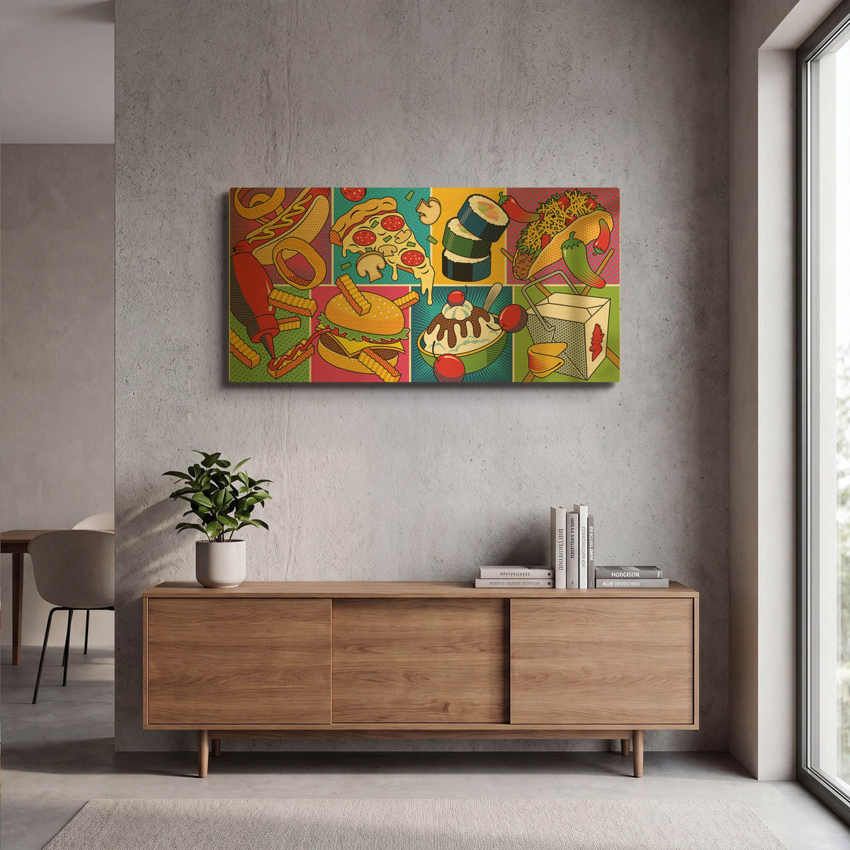 'Takeout Food Montage' By Ron Magnes Gold Metal Wall Art