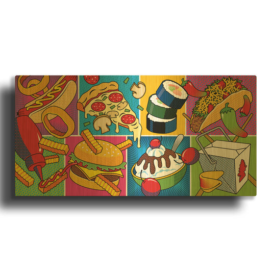 'Takeout Food Montage' By Ron Magnes Gold Metal Wall Art