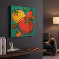'Various Tomatoes On Blue' By Ron Magnes Gold Metal Wall Art