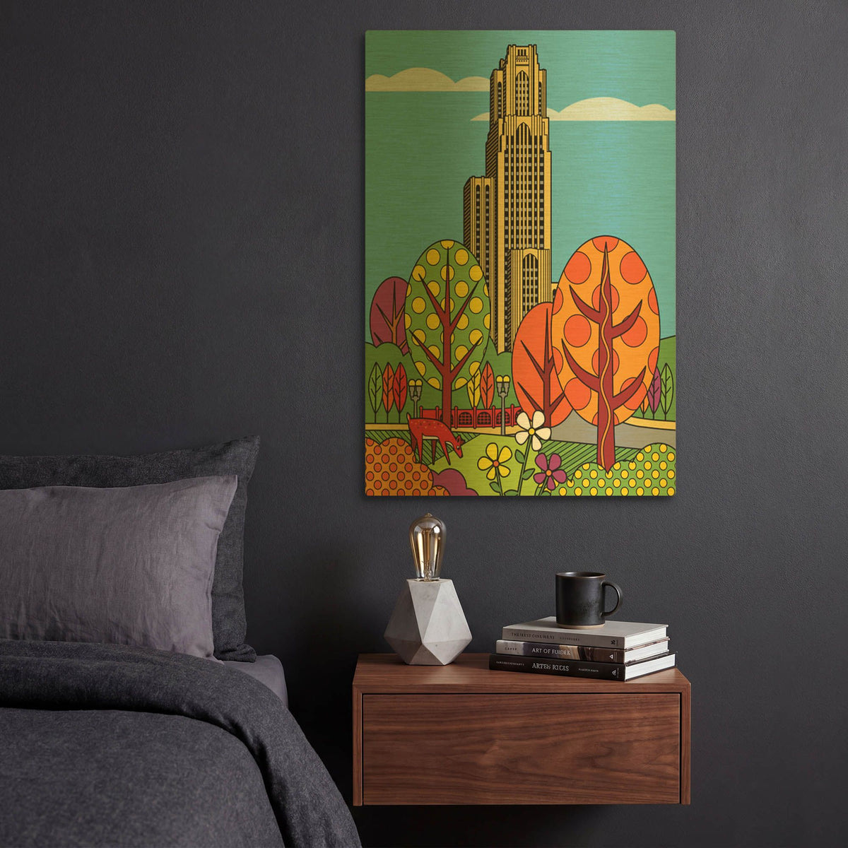 'Cathedral Of Learning Pittsburgh' By Ron Magnes Gold Metal Wall Art