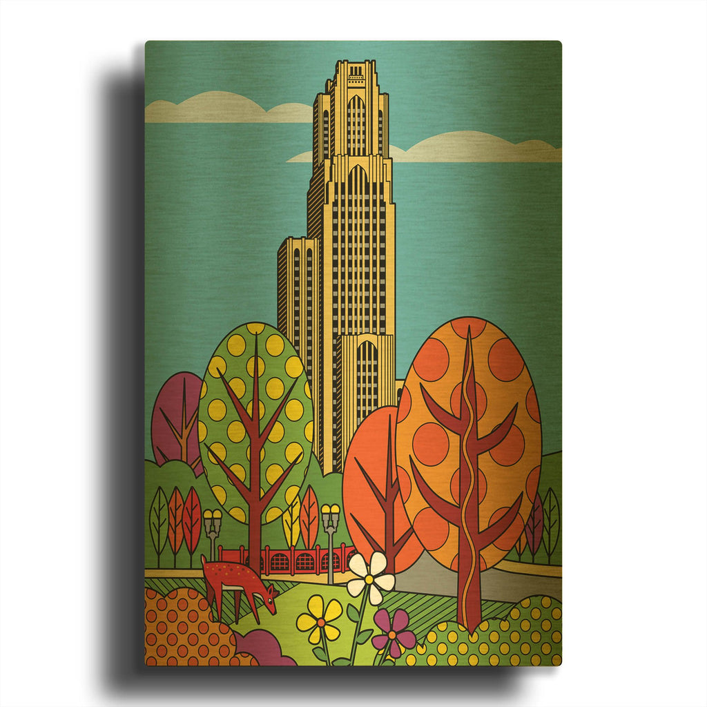 'Cathedral Of Learning Pittsburgh' By Ron Magnes Gold Metal Wall Art