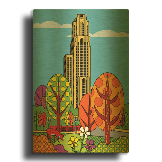 'Cathedral Of Learning Pittsburgh' By Ron Magnes Gold Metal Wall Art