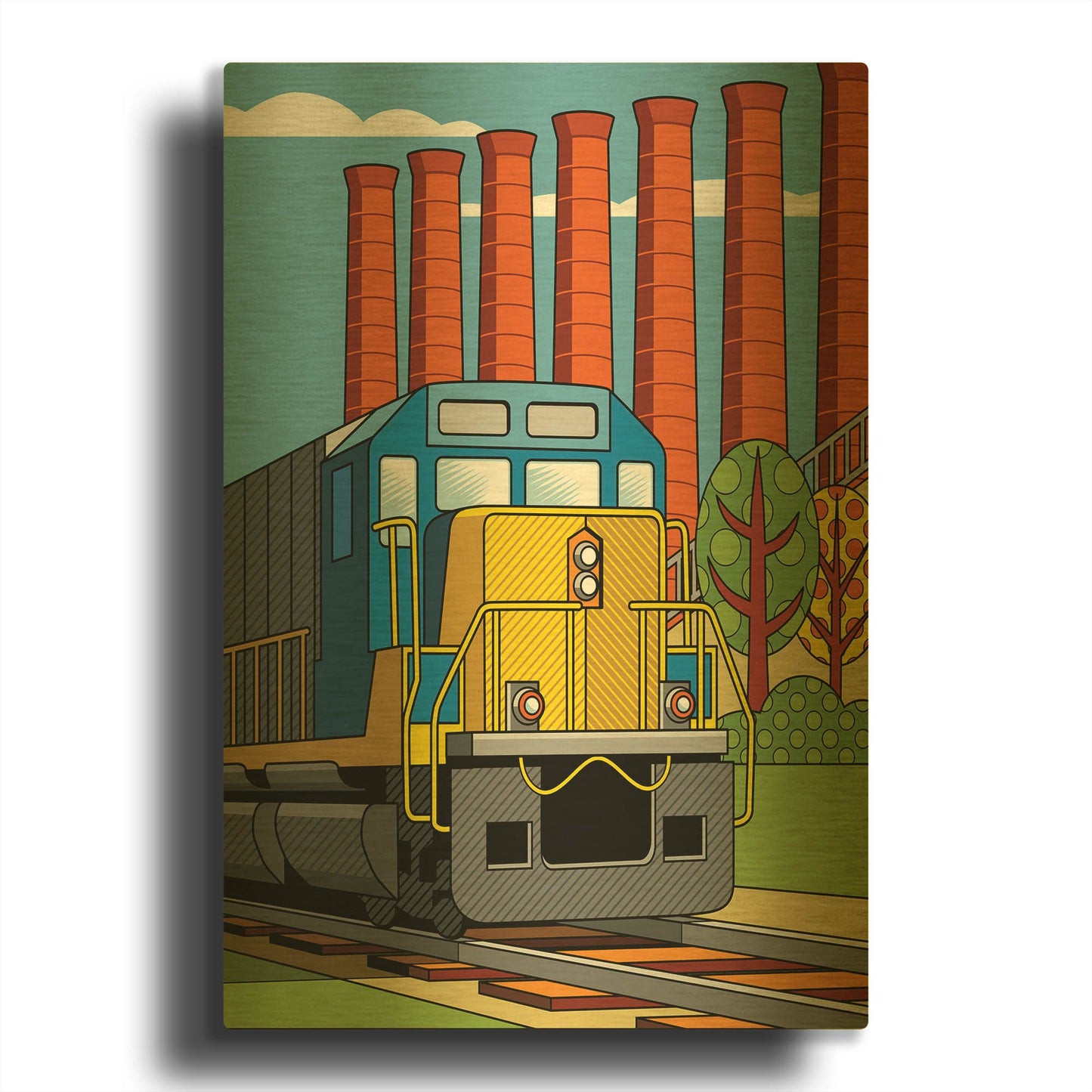 'Homestead Steel Mill Stacks' By Ron Magnes Gold Metal Wall Art