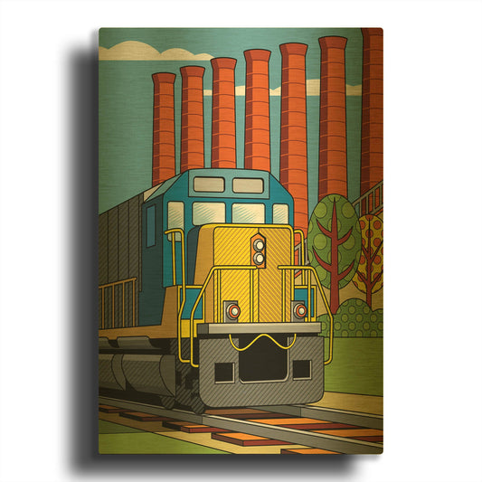 'Homestead Steel Mill Stacks' By Ron Magnes Gold Metal Wall Art