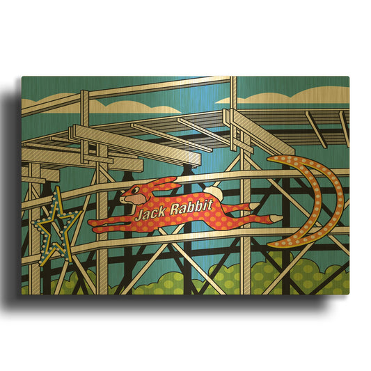 'Jack Rabbit Roller Coaster' By Ron Magnes Gold Metal Wall Art
