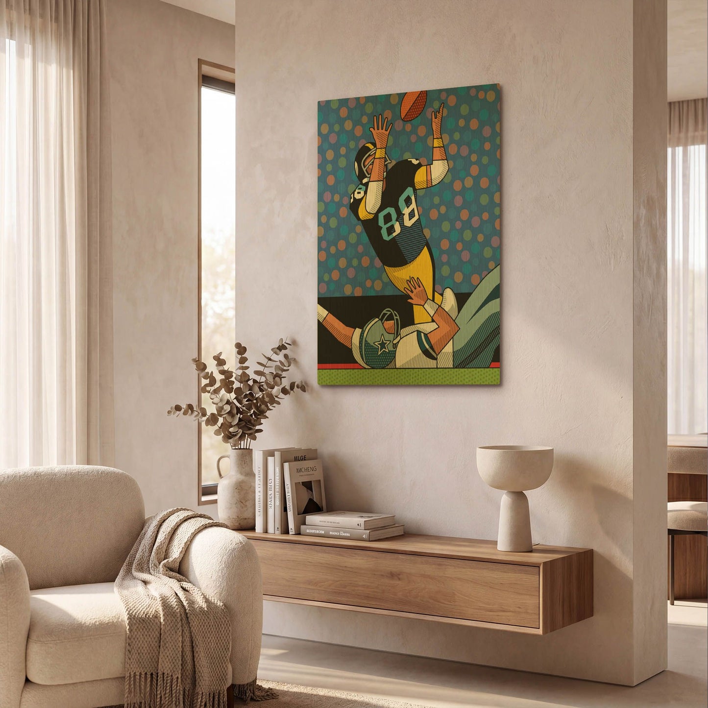 'Lynn Swann Super Bowl Catch' By Ron Magnes Gold Metal Wall Art