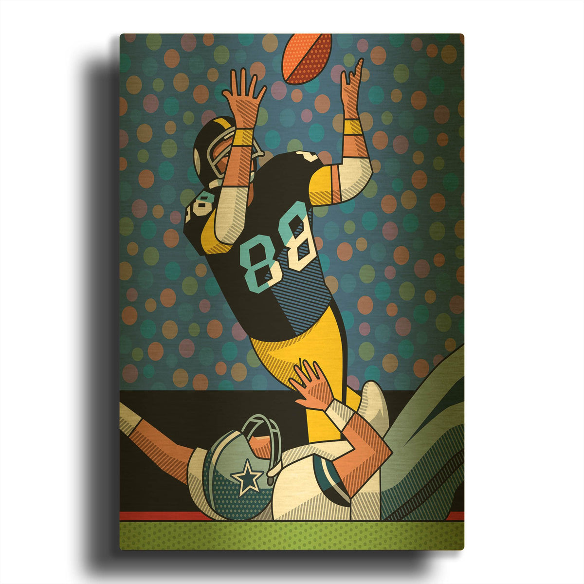 'Lynn Swann Super Bowl Catch' By Ron Magnes Gold Metal Wall Art